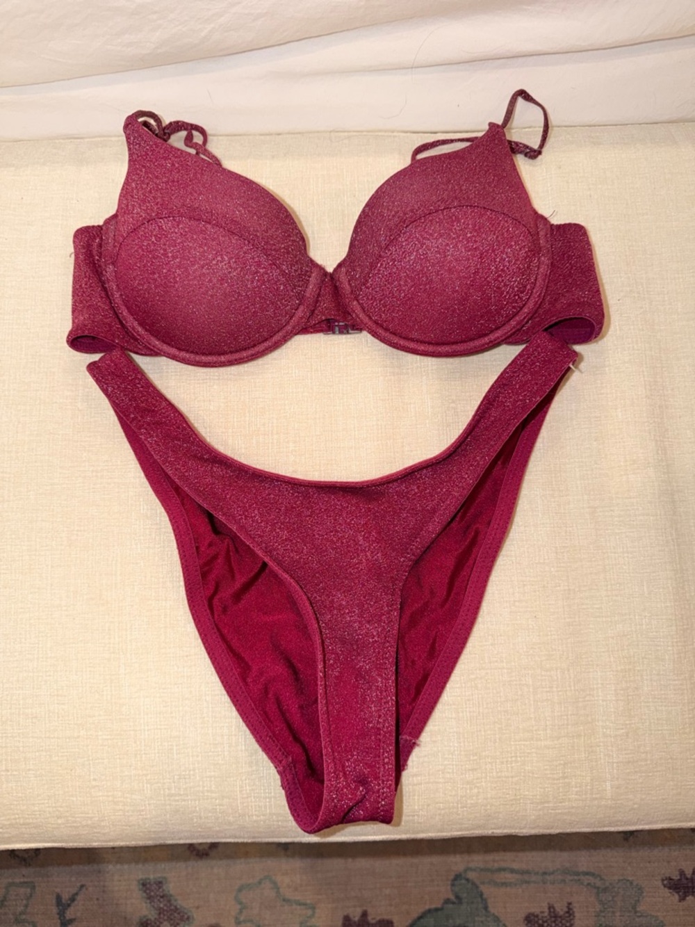 TRIANGL Shimmery Burgundy Bikini Set - Women's Swim